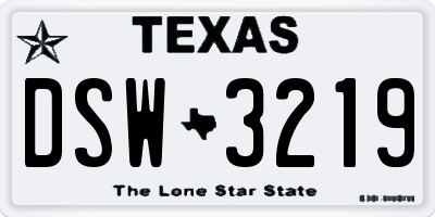 TX license plate DSW3219