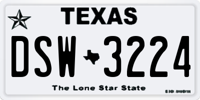 TX license plate DSW3224