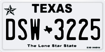TX license plate DSW3225