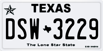 TX license plate DSW3229