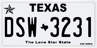 TX license plate DSW3231