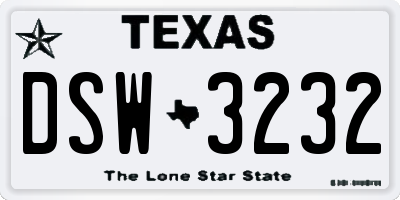 TX license plate DSW3232
