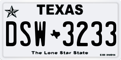 TX license plate DSW3233
