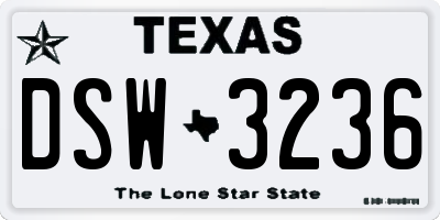 TX license plate DSW3236