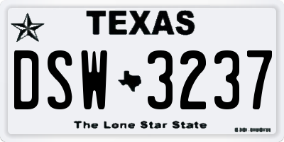 TX license plate DSW3237