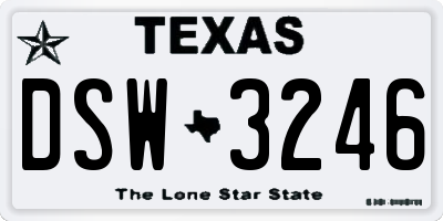 TX license plate DSW3246