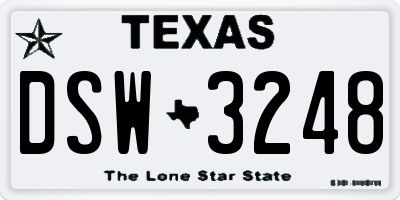 TX license plate DSW3248