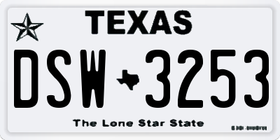 TX license plate DSW3253