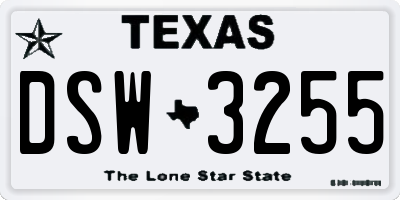 TX license plate DSW3255