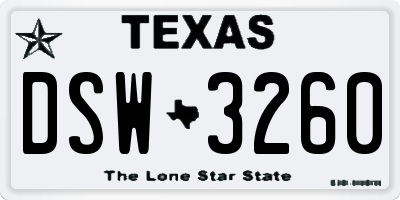 TX license plate DSW3260