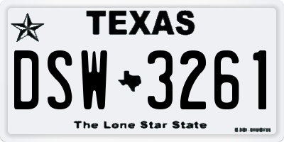 TX license plate DSW3261
