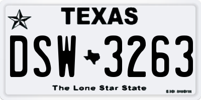 TX license plate DSW3263