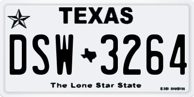 TX license plate DSW3264
