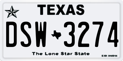 TX license plate DSW3274