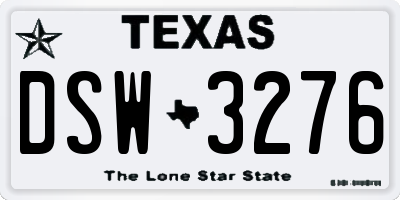 TX license plate DSW3276