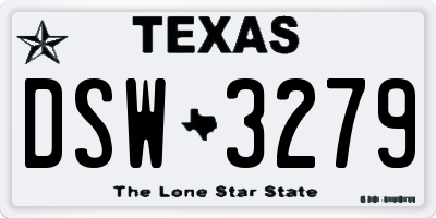 TX license plate DSW3279
