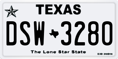 TX license plate DSW3280