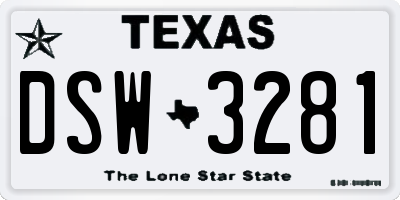 TX license plate DSW3281