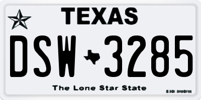 TX license plate DSW3285
