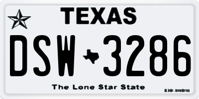 TX license plate DSW3286