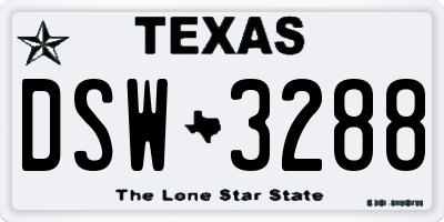 TX license plate DSW3288