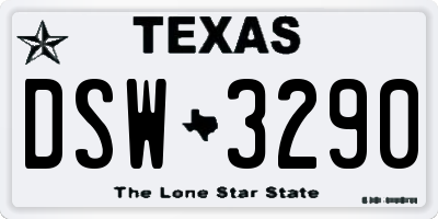 TX license plate DSW3290