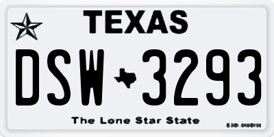 TX license plate DSW3293