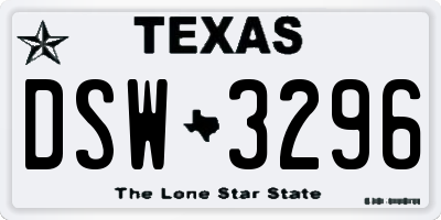 TX license plate DSW3296