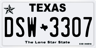 TX license plate DSW3307