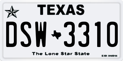 TX license plate DSW3310