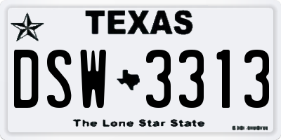 TX license plate DSW3313