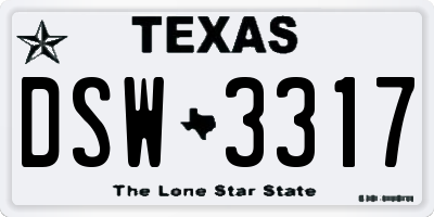 TX license plate DSW3317