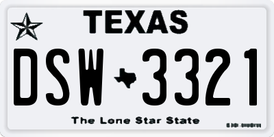 TX license plate DSW3321