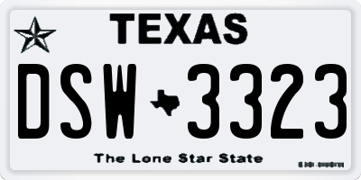 TX license plate DSW3323