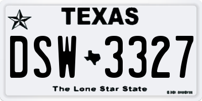 TX license plate DSW3327