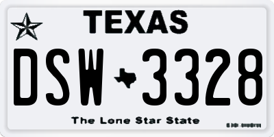 TX license plate DSW3328