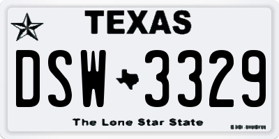 TX license plate DSW3329