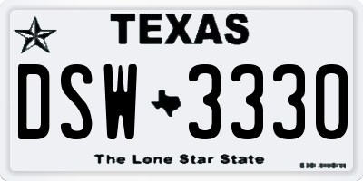 TX license plate DSW3330
