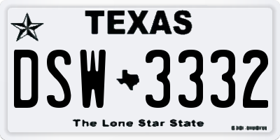 TX license plate DSW3332