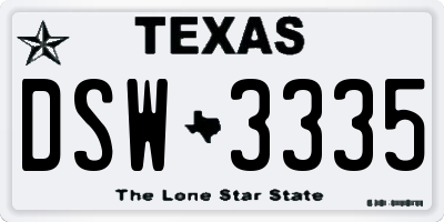 TX license plate DSW3335