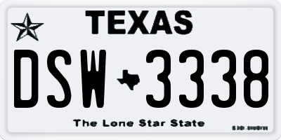 TX license plate DSW3338