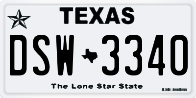 TX license plate DSW3340
