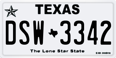TX license plate DSW3342