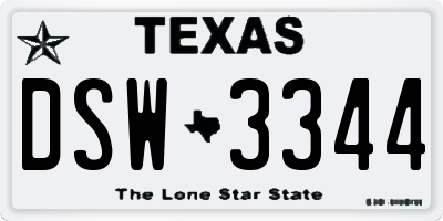 TX license plate DSW3344