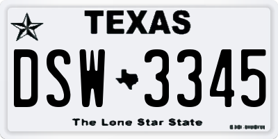 TX license plate DSW3345