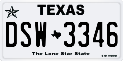 TX license plate DSW3346