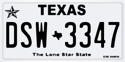 TX license plate DSW3347