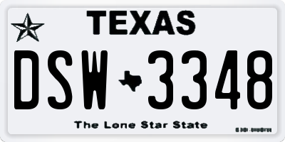 TX license plate DSW3348