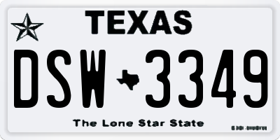 TX license plate DSW3349
