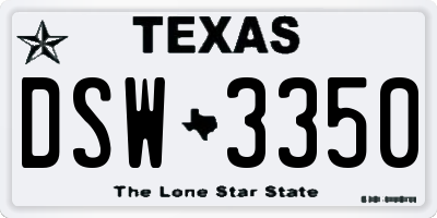 TX license plate DSW3350
